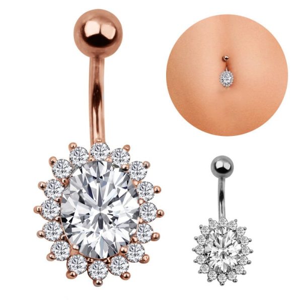 2Pcs 14G Belly Button Rings Navel Rings 316L Stainless Steel Creative Design CZ Studs Belly Piercing Body Jewelry